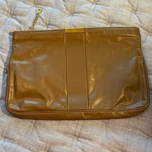 Leather Taupe Clutch